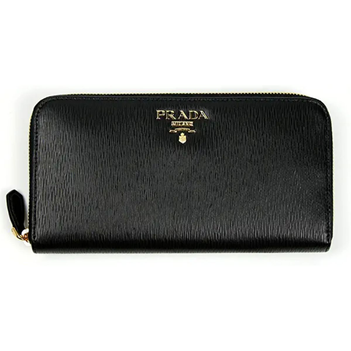 Prada Black Vitello Move Leather Zip Around Wallet