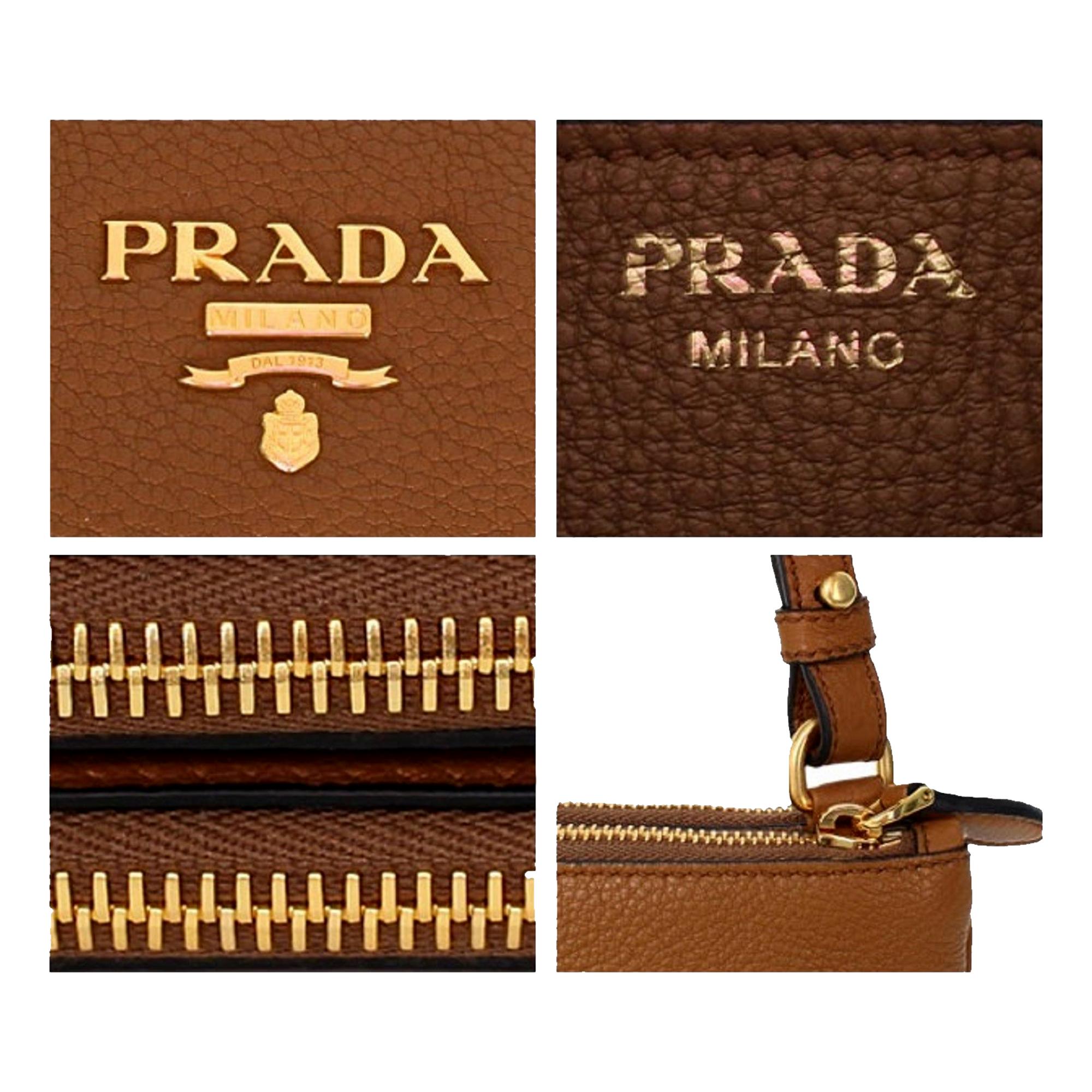 Prada Brown Vitello Phenix Leather Crossbody