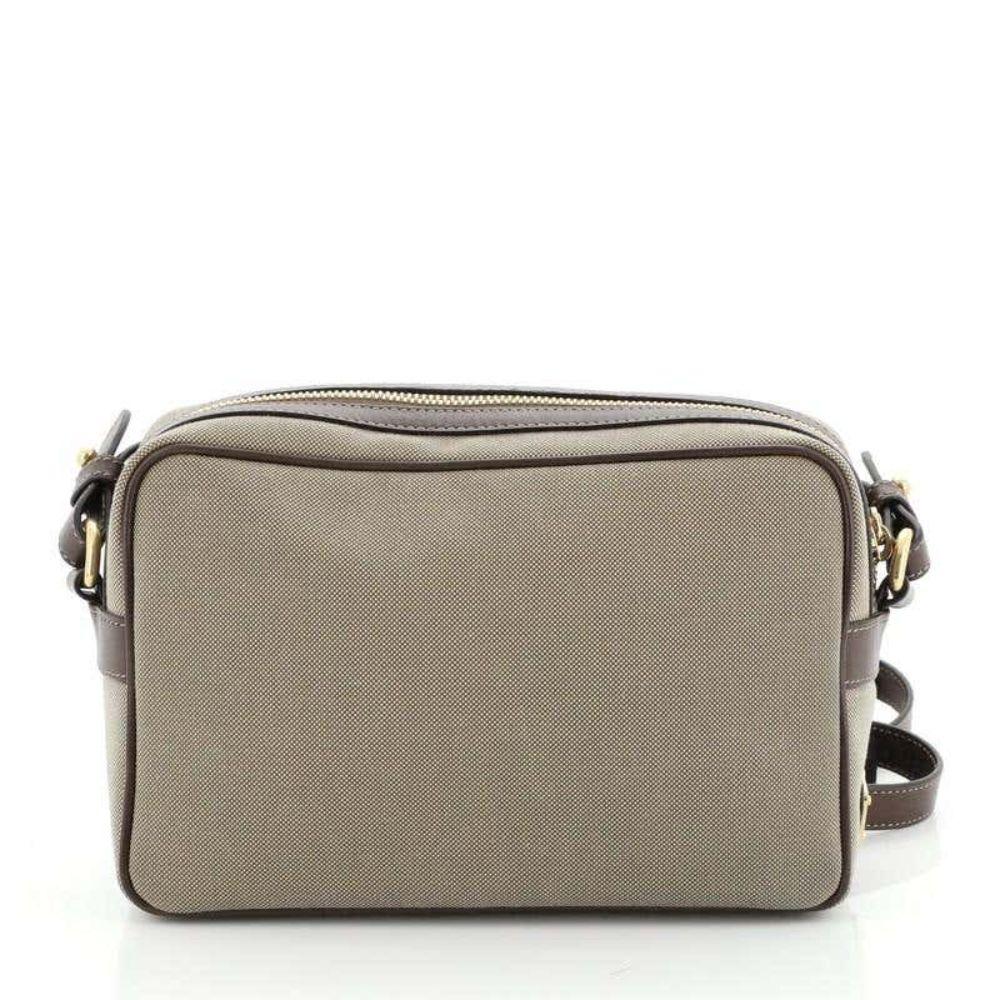 Prada Jacquard Logo Brown Canvas Leather Trim Camera Crossbody