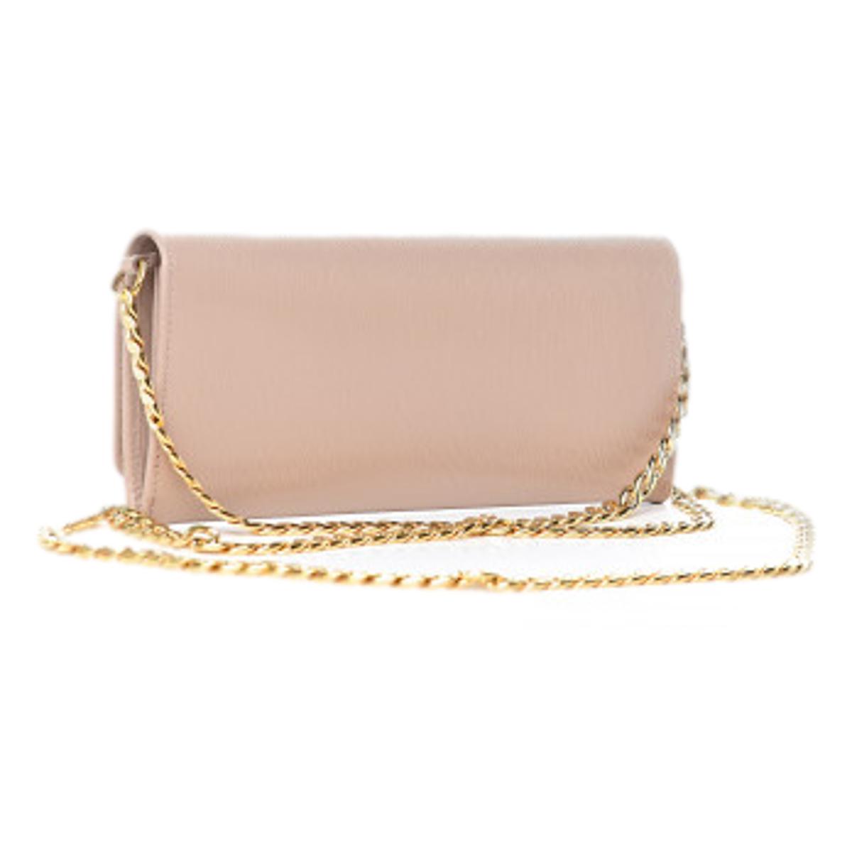 Prada Cipria Beige Vitello Move Leather Chain Wallet Crossbody