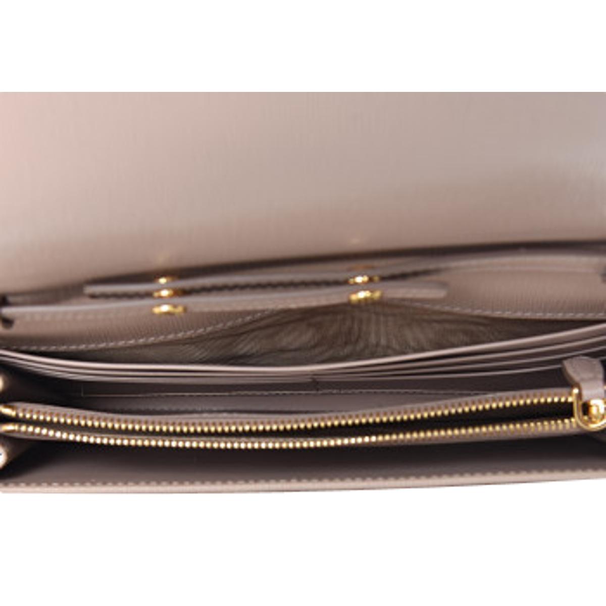 Prada Cipria Beige Vitello Move Leather Chain Wallet Crossbody