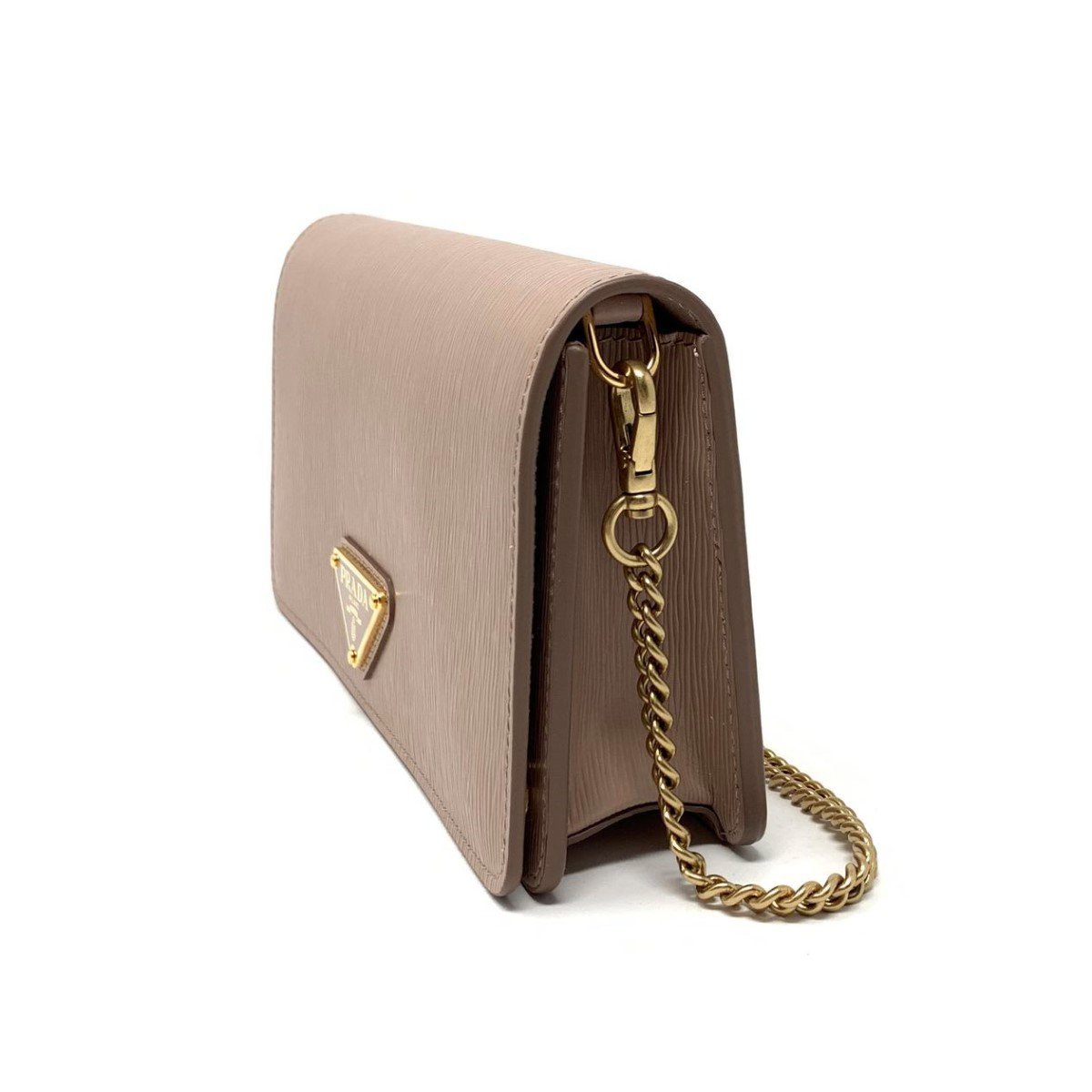 Prada Cipria Beige Vitello Move Leather Chain Wallet Crossbody