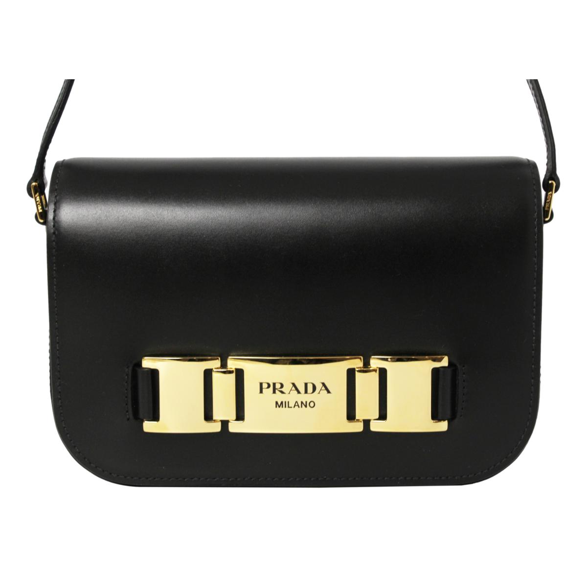 Prada City Calf Leather Black Crossbody Flap Bag