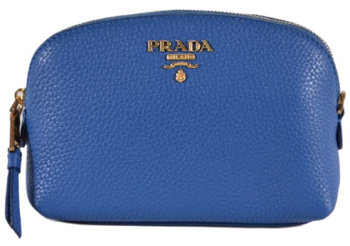 Prada Contenitore Azzurro Blue Vitello Daino Vanity Cosmetic Case