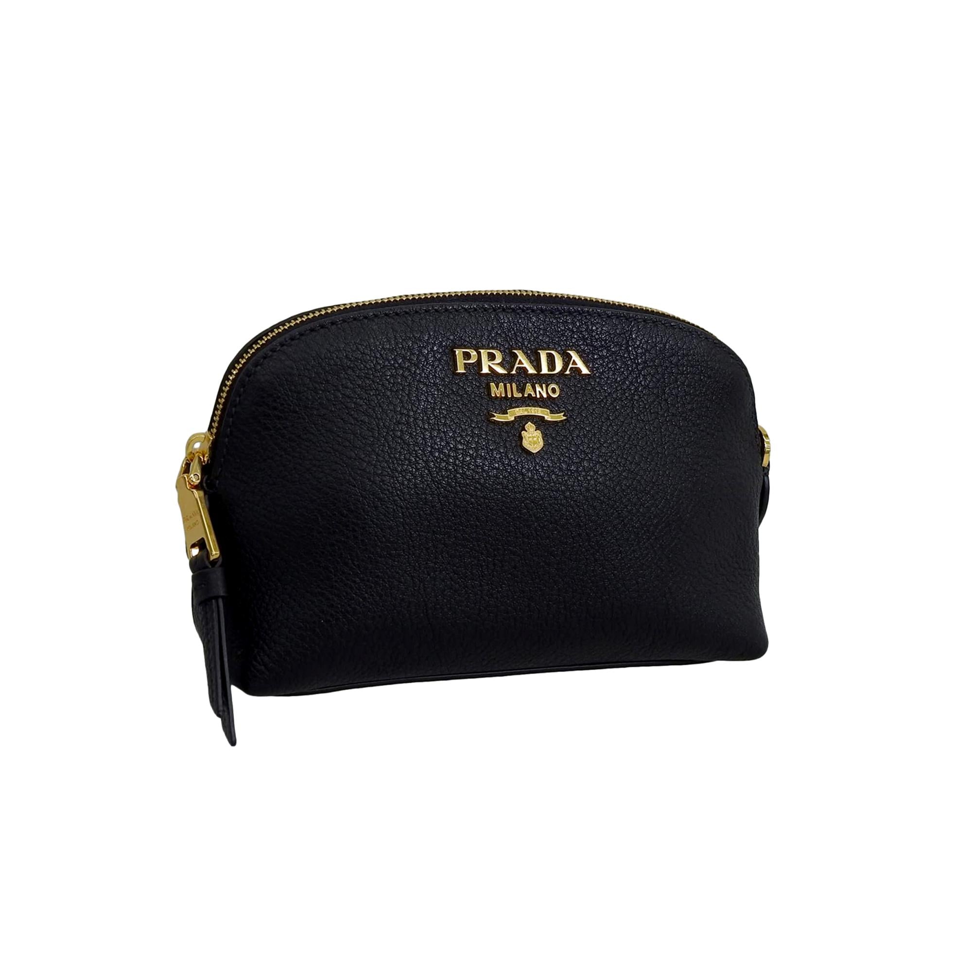 Prada Contenitore Nero Vitello Daino Vanity Cosmetic Case