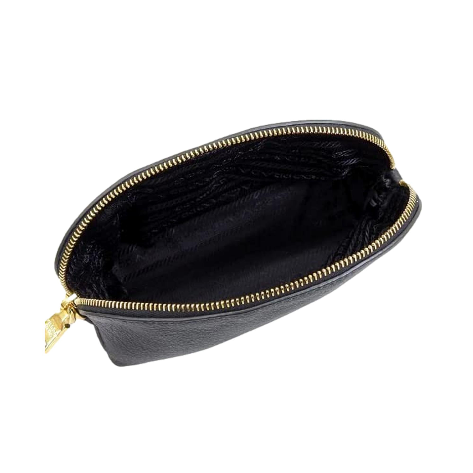 Prada Contenitore Nero Vitello Daino Vanity Cosmetic Case