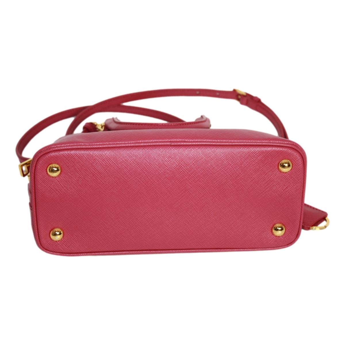 Prada Fuxia Pink Saffiano Lux Leather Satchel Small Dome Bag