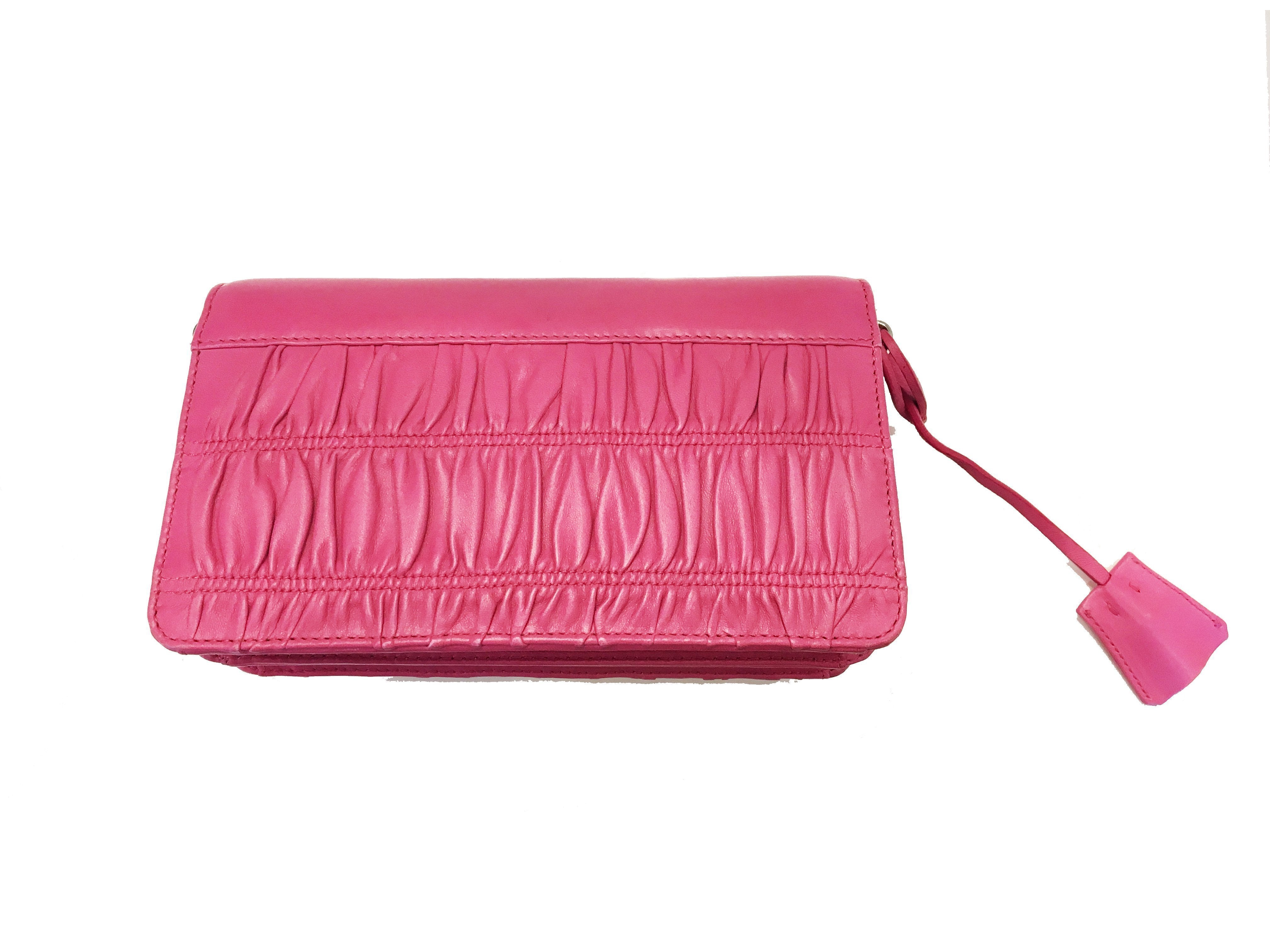 Prada Gaufre Classic Pink Nappa Leather Cross Body Handbag