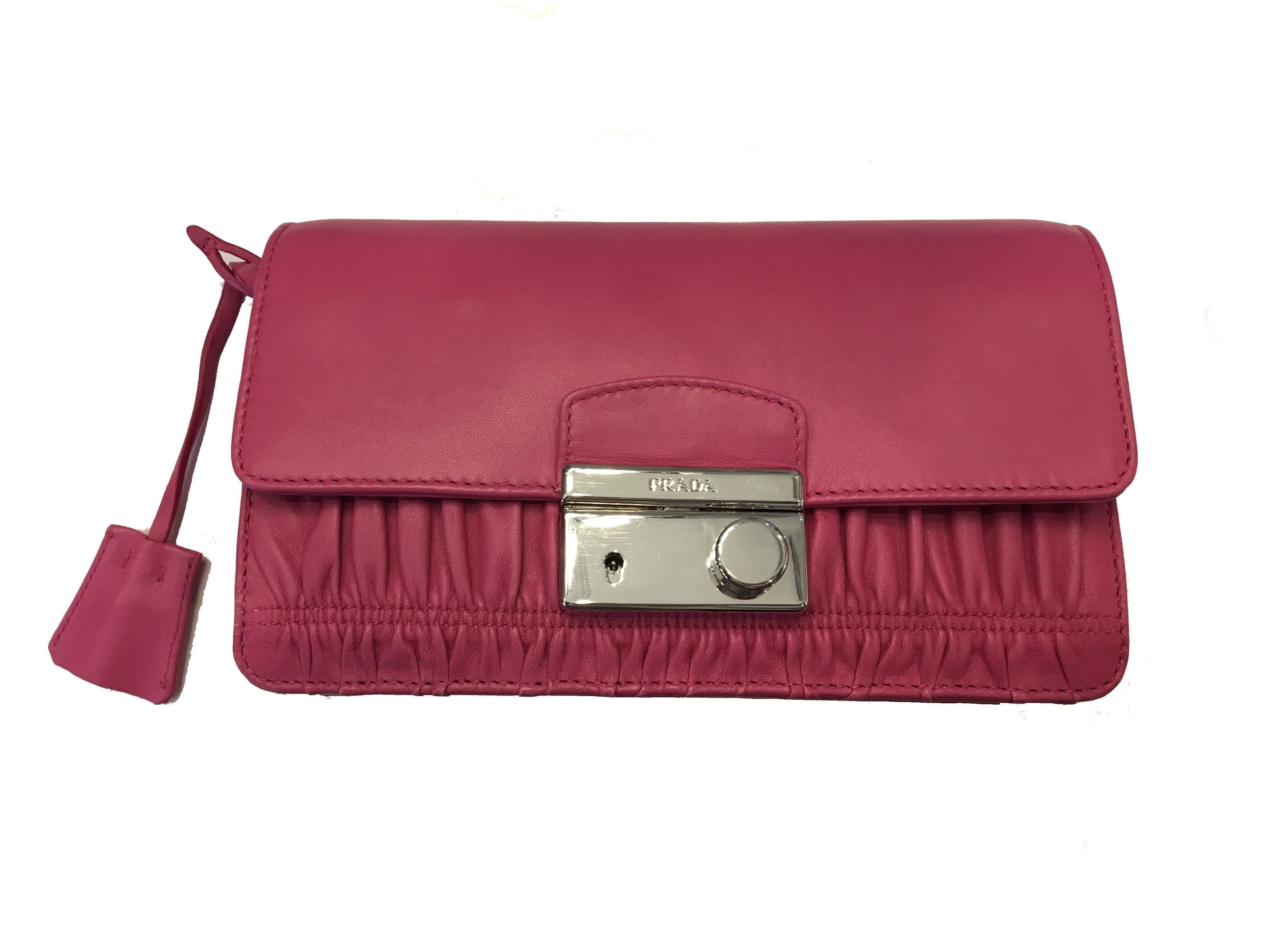 Prada Gaufre Classic Pink Nappa Leather Cross Body Handbag