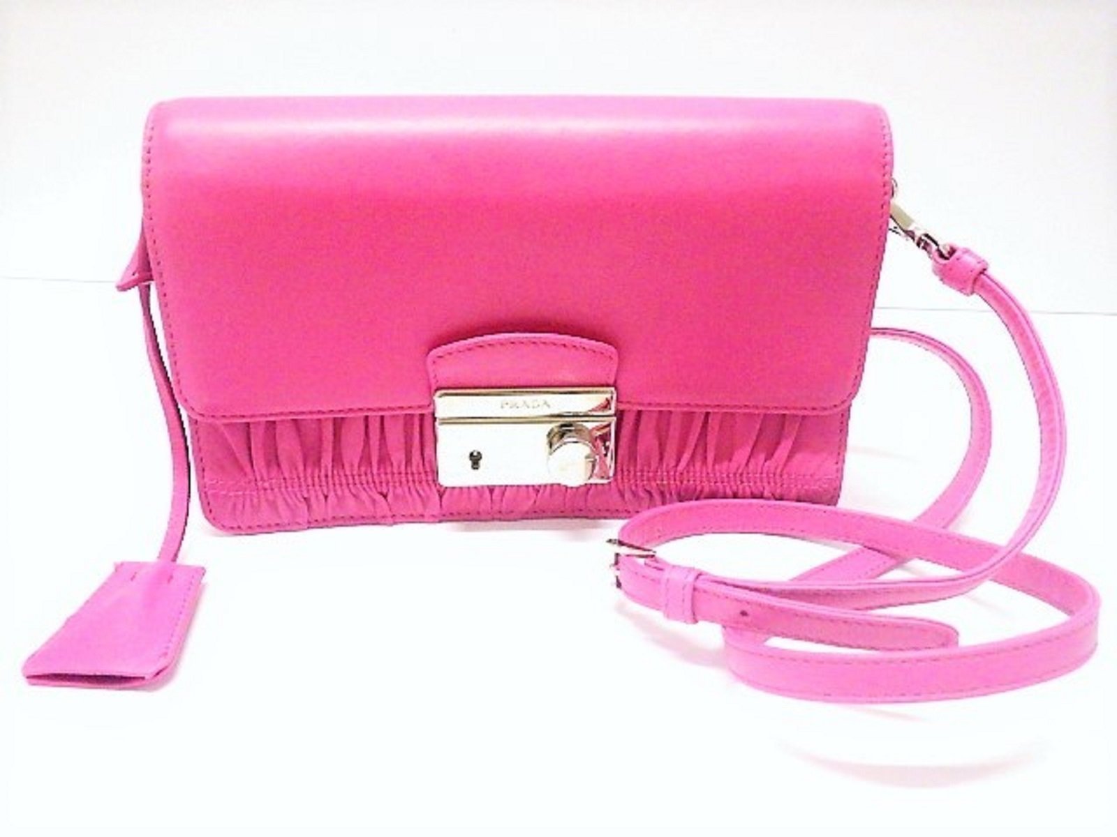 Prada Gaufre Classic Pink Nappa Leather Cross Body Handbag