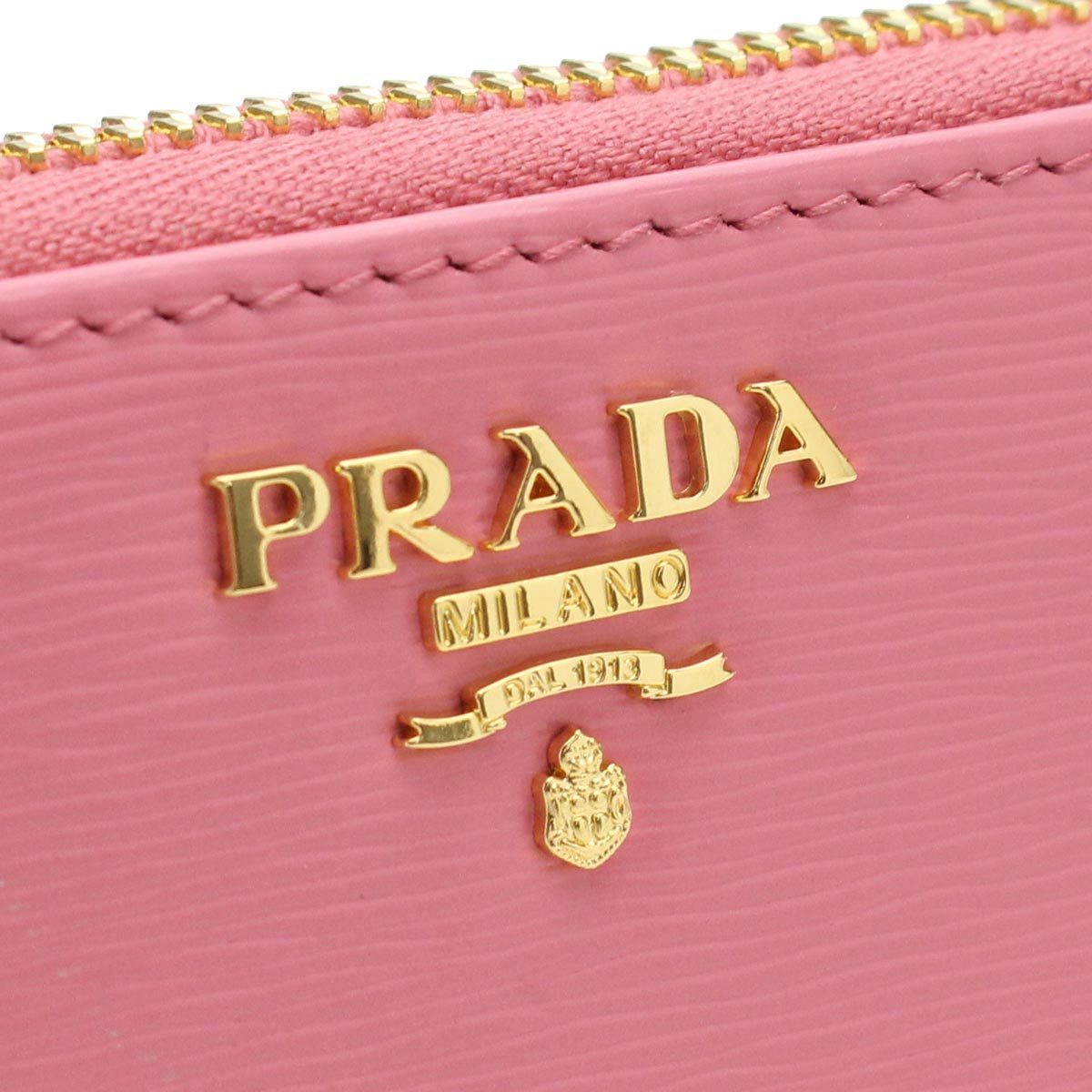 Prada Geranio Pink Vitello Move Leather Gold Zip Coin Wallet