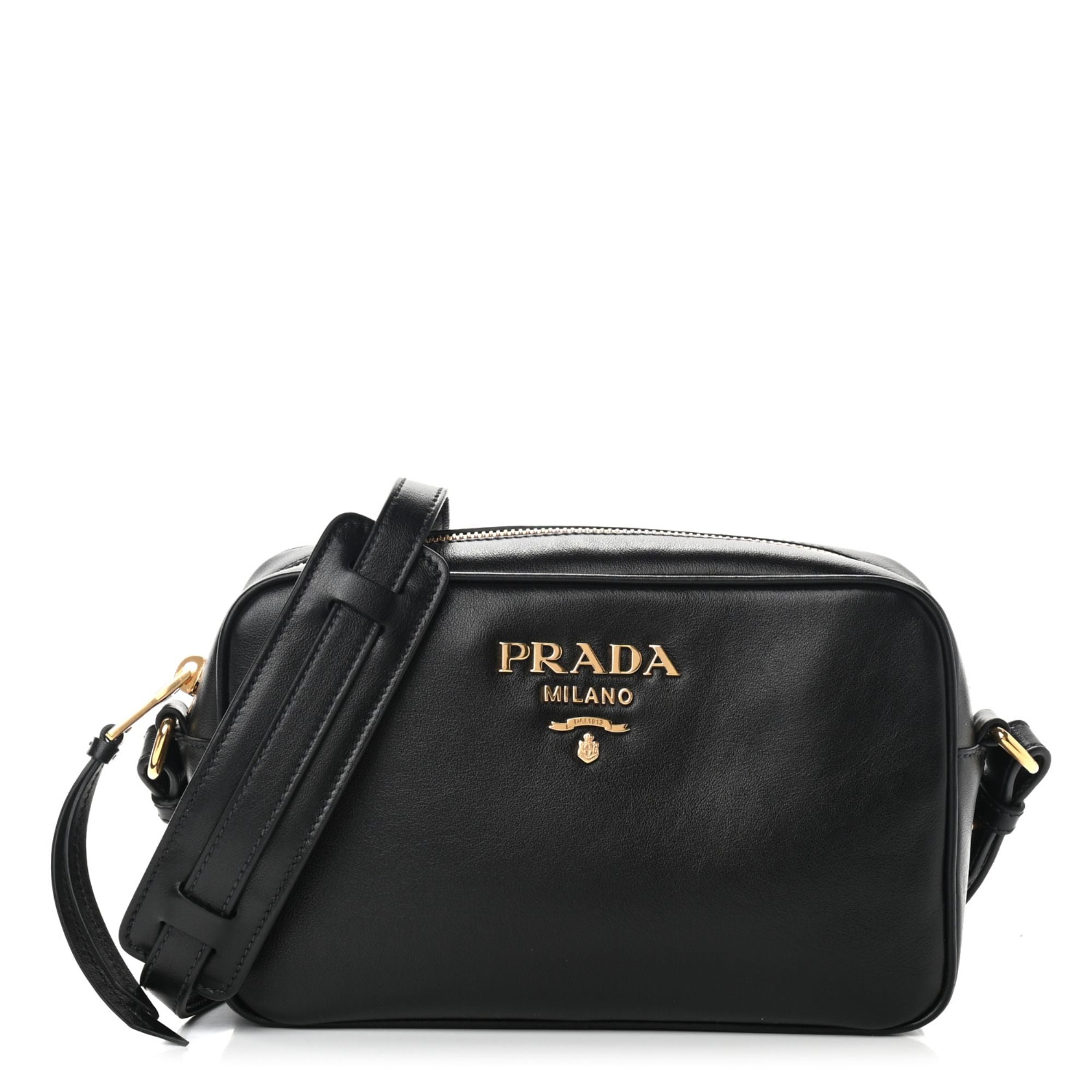 Prada Grace Lux Black Smooth Calf Leather Shoulder Camera Bag