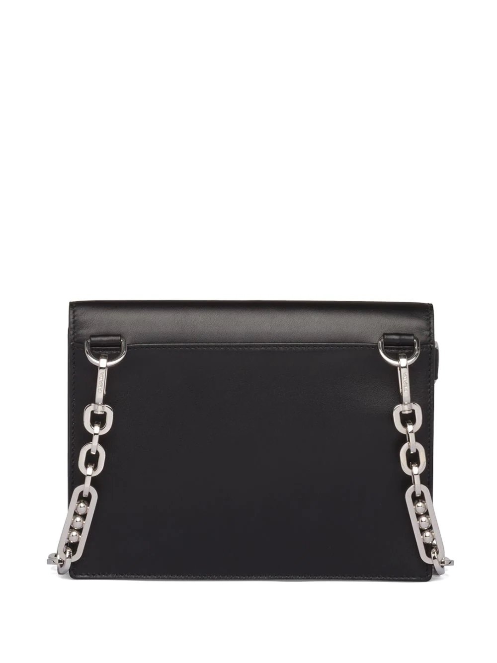 Prada Black City Calfskin Leather Green Jewels Chain Shoulder Bag