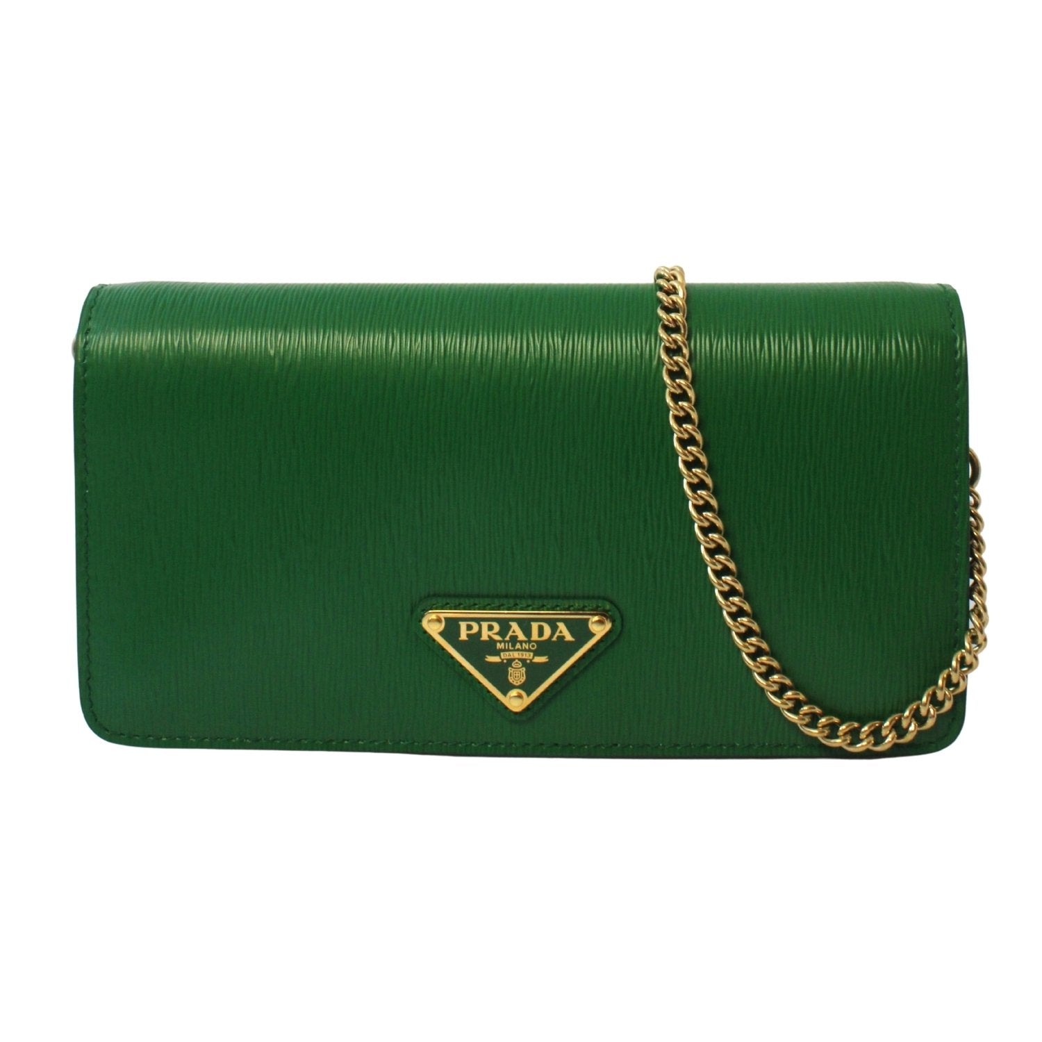 Prada Green Vitello Move Leather Triangle Logo Crossbody Bag