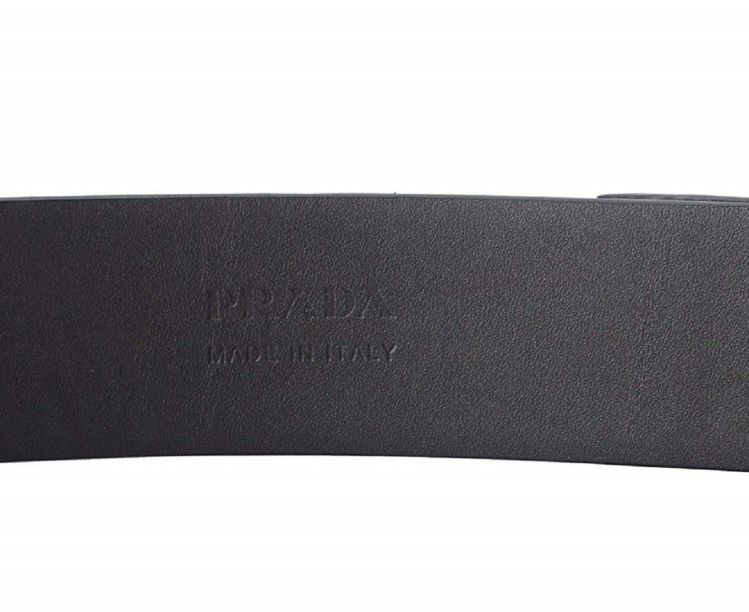 Prada Grey Saffiano Leather Oval Plaque Buckle Belt Size 90/36