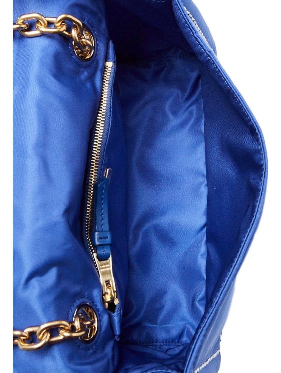 Prada Indaco Blue Tessuto Nylon Chain Flap Shoulder Bag