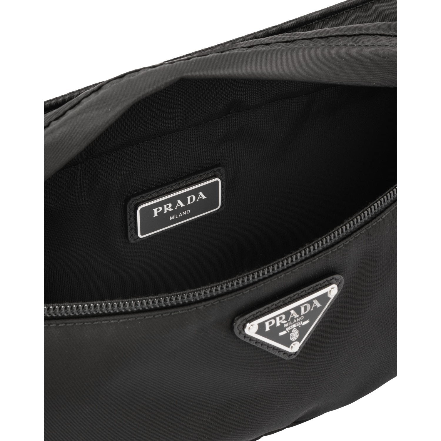 Prada Marsupio Black Nylon Saffiano Trim Triangle Logo Belt Bag