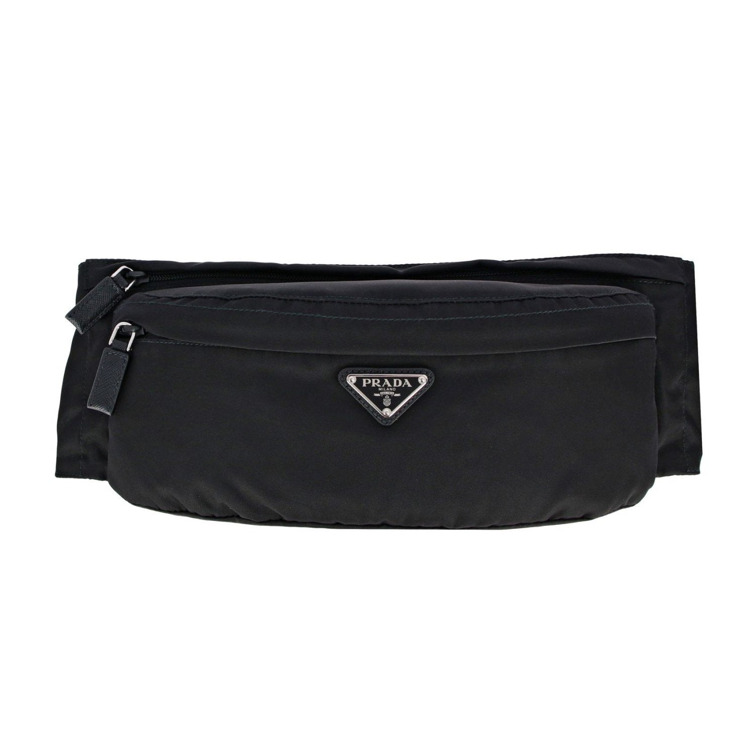 Prada Marsupio Black Nylon Saffiano Trim Triangle Logo Belt Bag