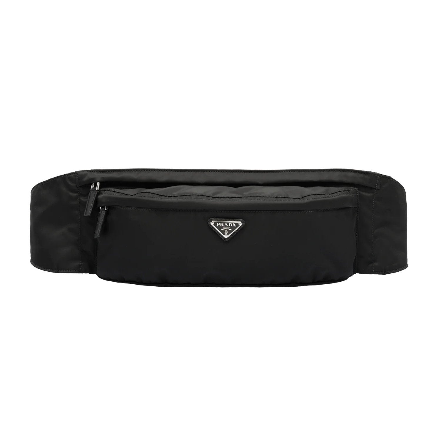 Prada Marsupio Black Nylon Saffiano Trim Triangle Logo Belt Bag