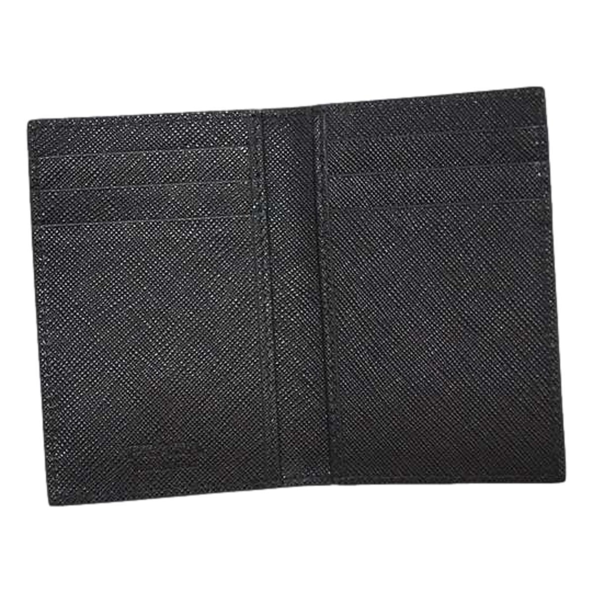 Prada Men's Saffiano Leather Vertical Card Black Holder