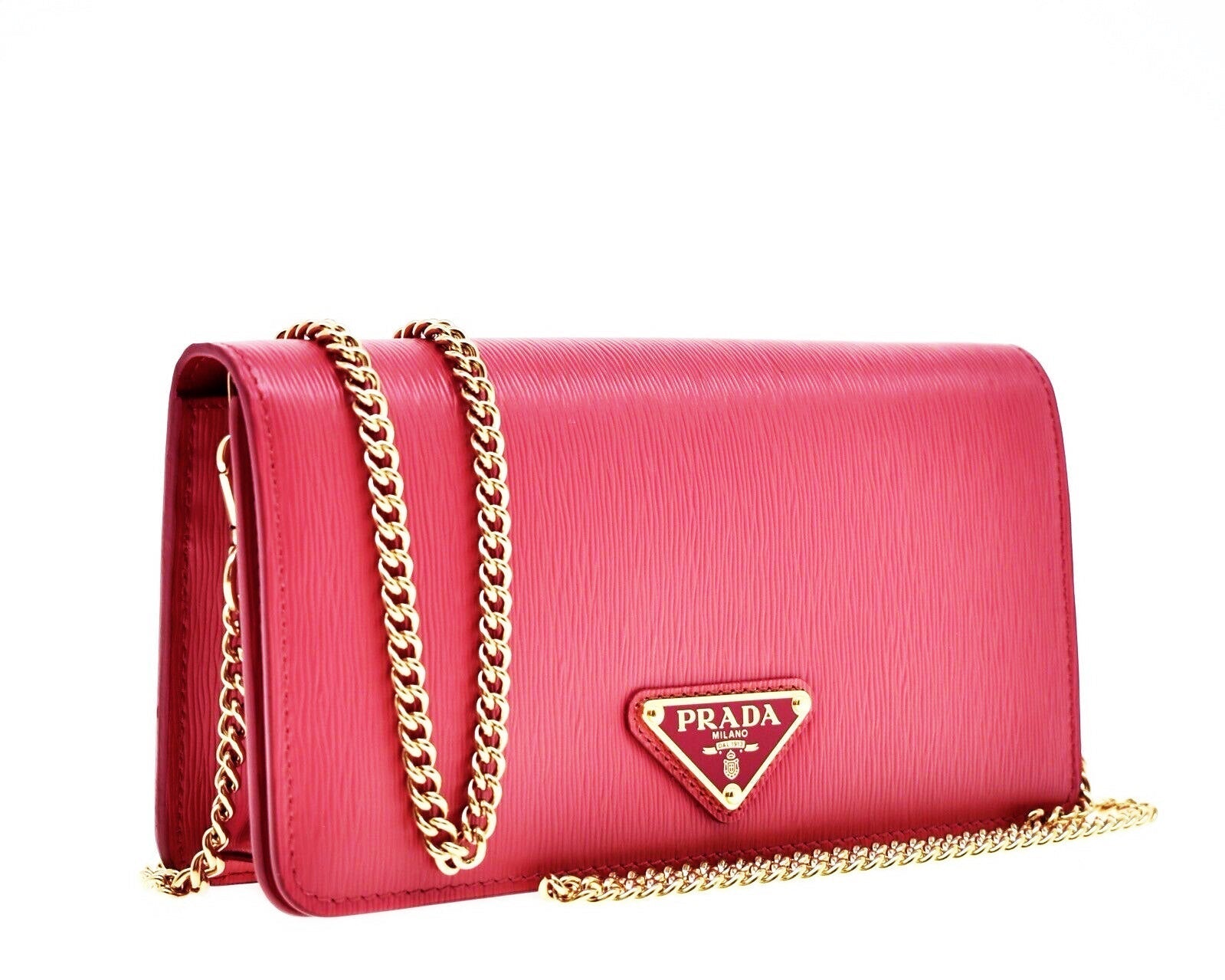 Prada Vitello Move Peonia Pink Leather Chain Crossbody Bag Small