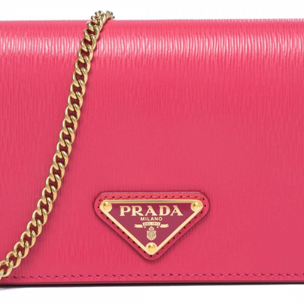 Prada Vitello Move Peonia Pink Leather Chain Crossbody Bag Small