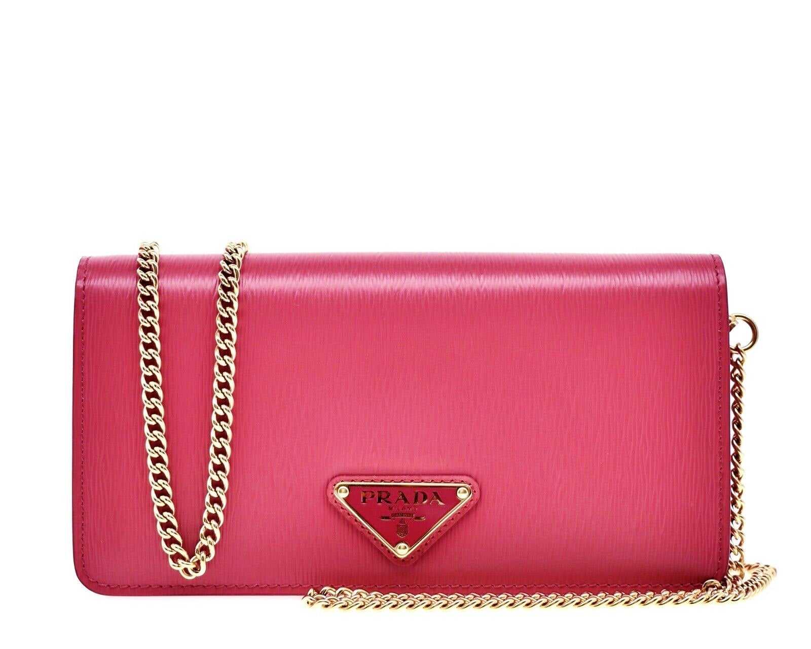 Prada Vitello Move Peonia Pink Leather Chain Crossbody Bag Small