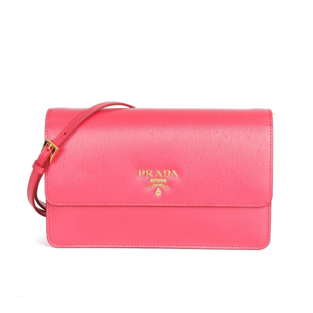 Prada Peonia Pink Vitello Move Leather Crossbody Wallet Handbag