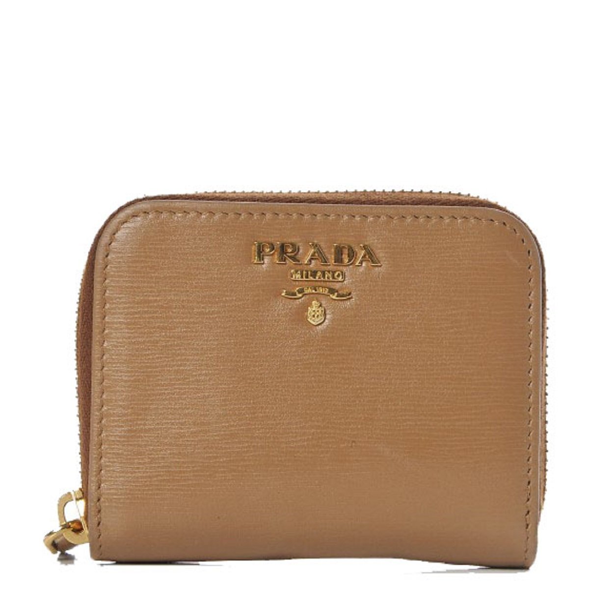 Prada Vitello Move Cipria Beige Leather Zip Around Wallet