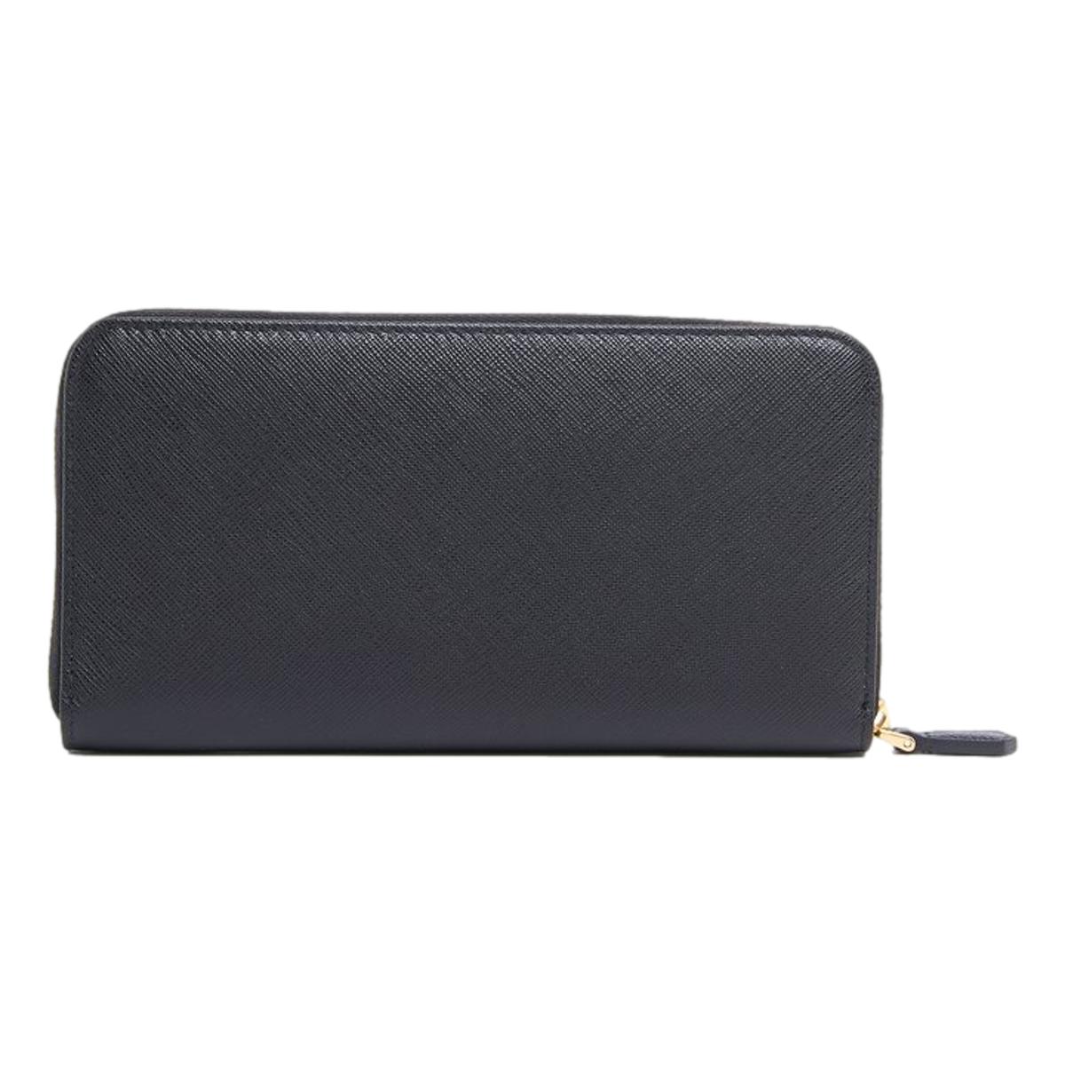 Prada Black Saffiano Leather Zip Around Wallet