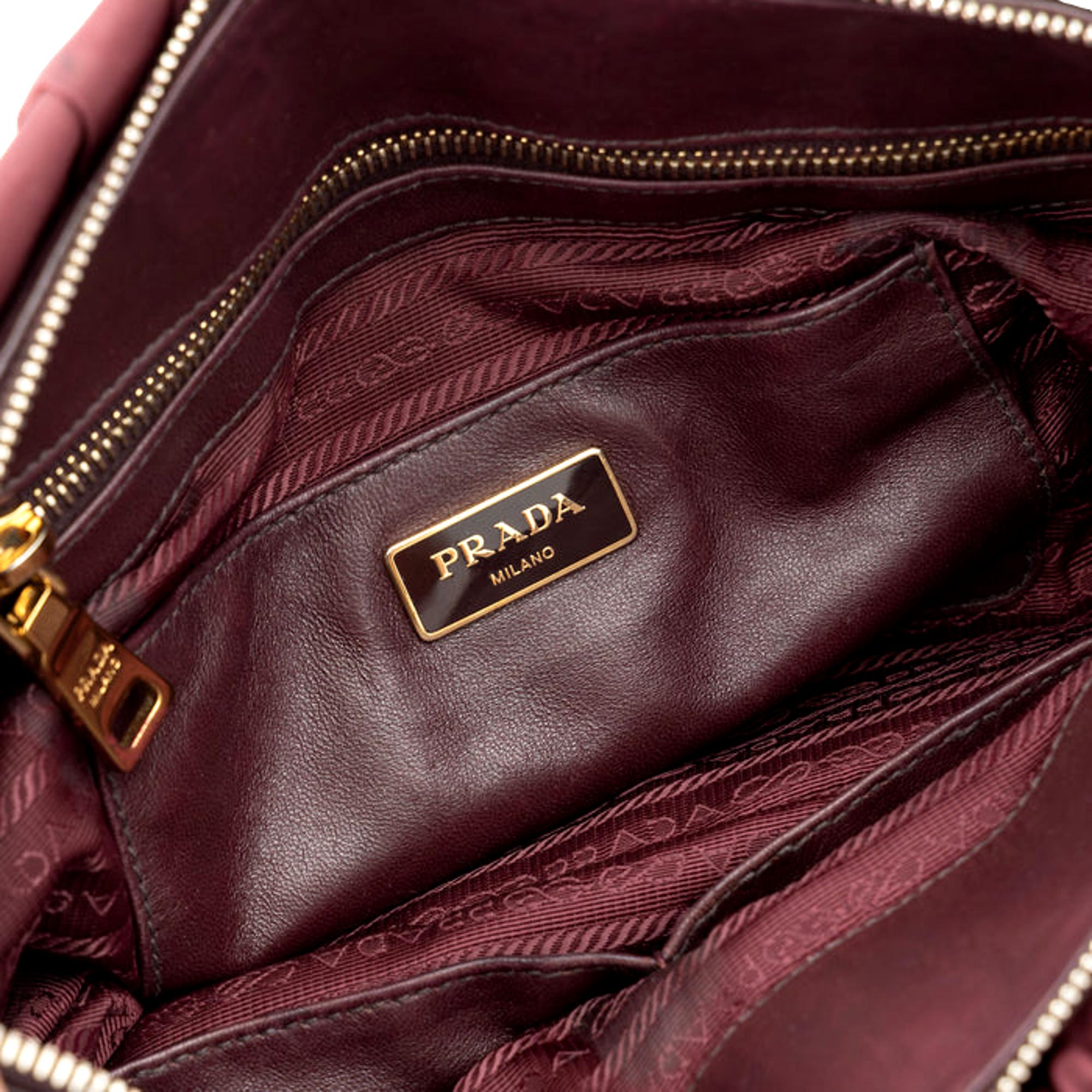 Prada Tessuto Gaufre Nylon Burgundy Large Satchel Bag