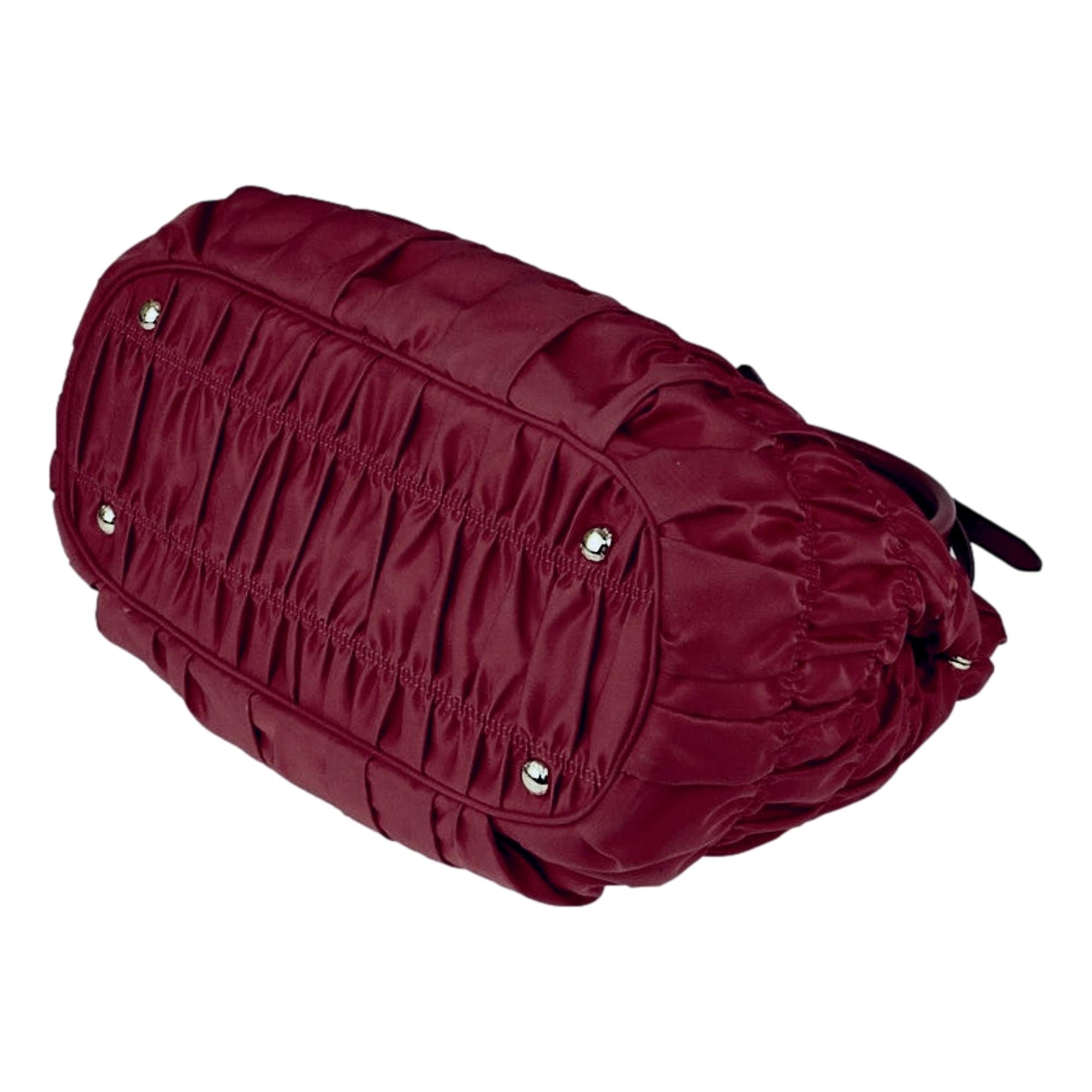 Prada Tessuto Gaufre Nylon Burgundy Large Satchel Bag