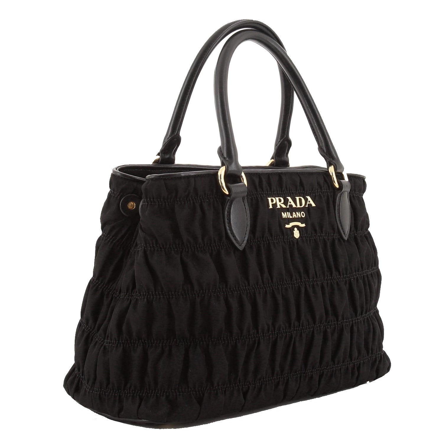 Prada Tessuto Gaufre Nylon Small Black Satchel Handbag