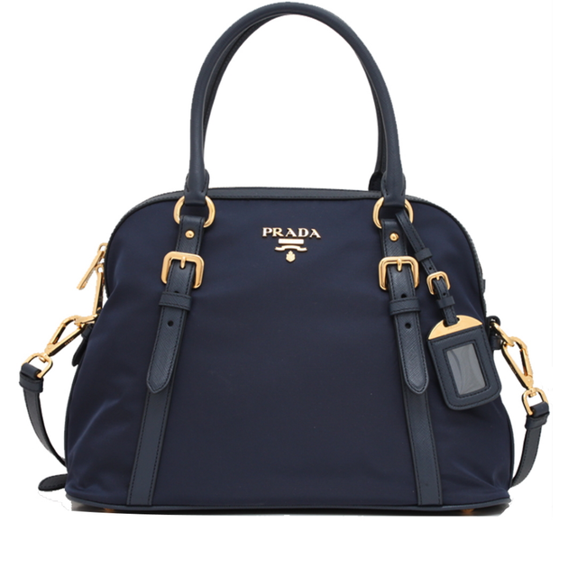 Prada Tessuto Nylon Saffiano Baltico Blue Convertible Satchel