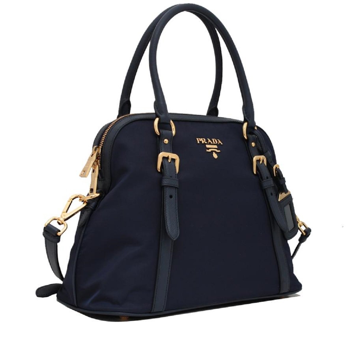 Prada Tessuto Nylon Saffiano Baltico Blue Convertible Satchel