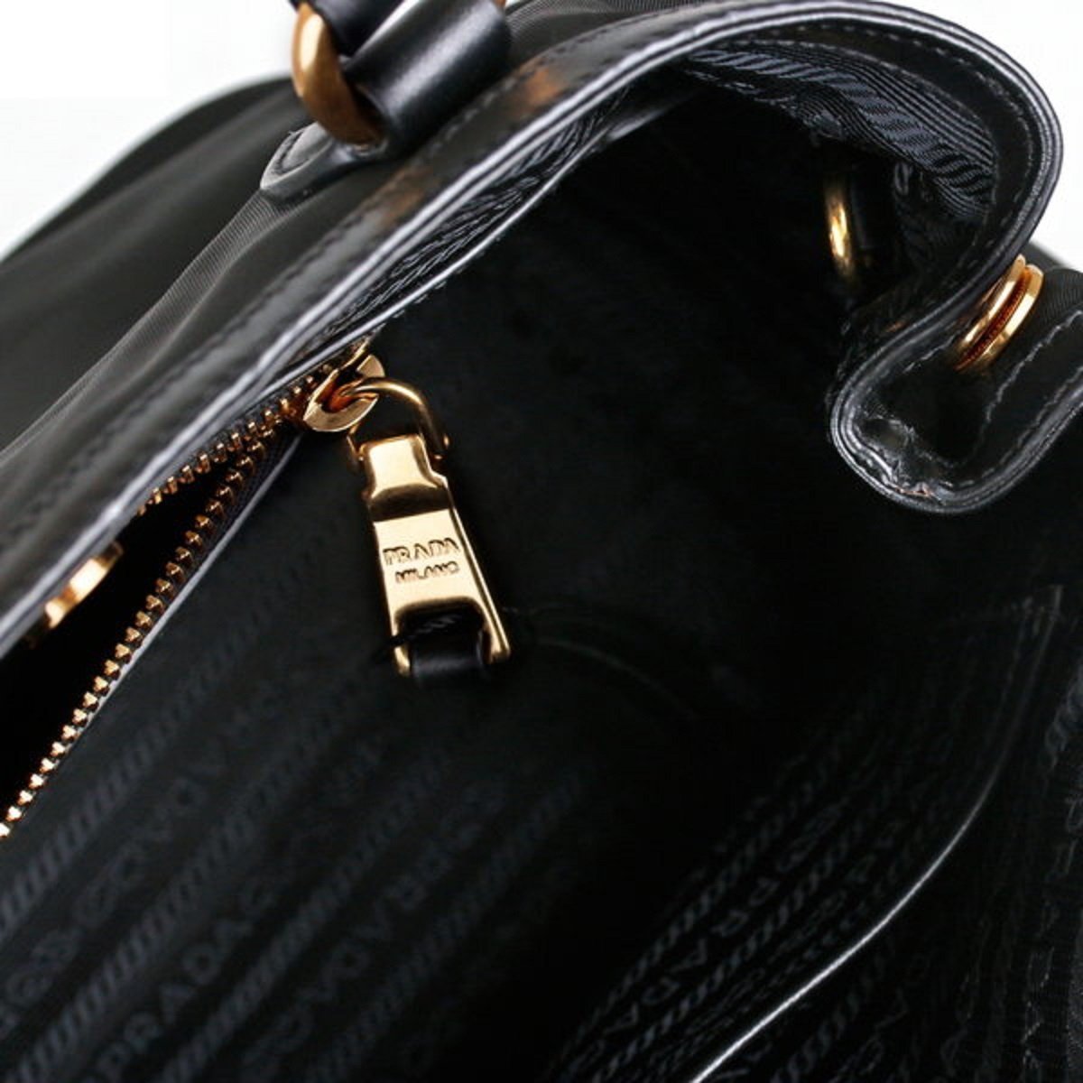 Prada Black Tessuto Nylon Soft Calf Leather Trim Cross Body Bag