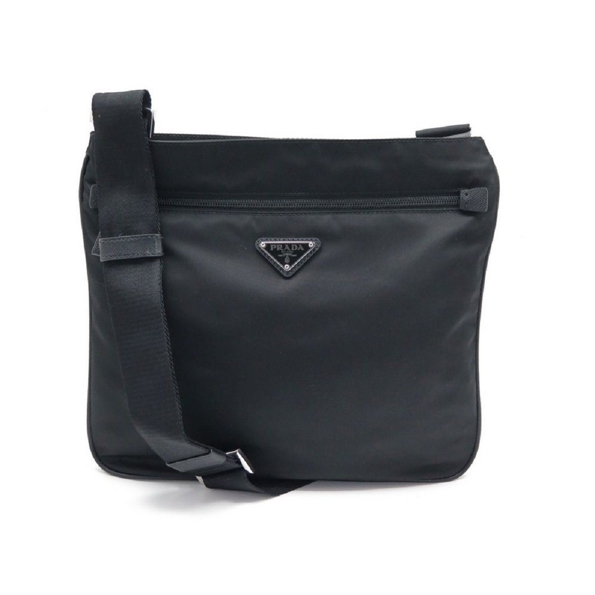 Prada Tessuto Saffiano Black Messenger Bag Cross Body