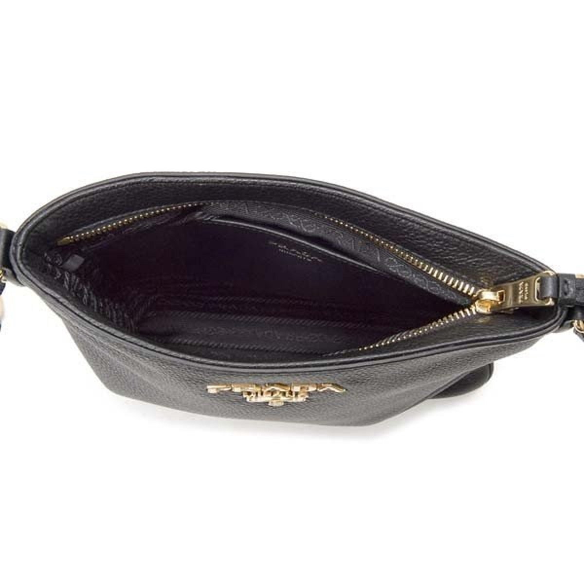 Prada Vitello Daino Leather Black Flat Crossbody Bag