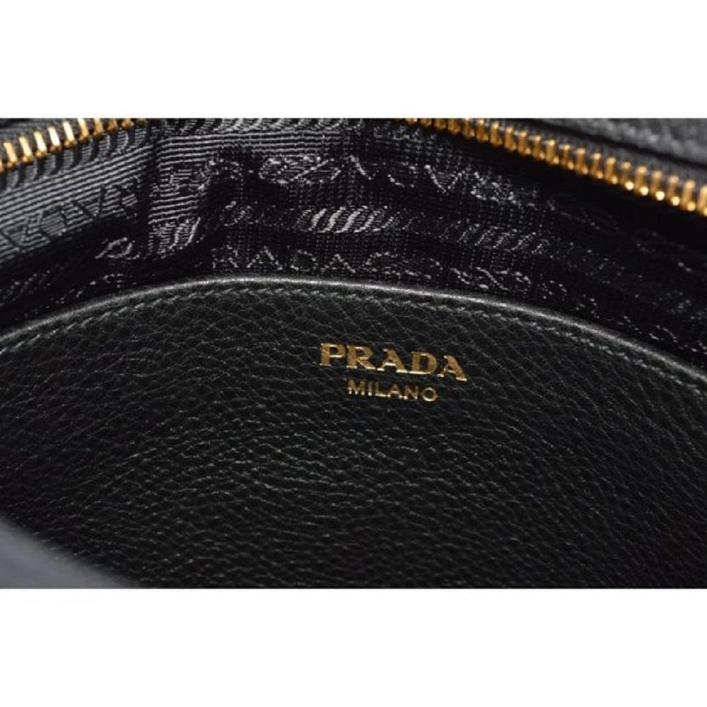 Prada Vitello Daino Leather Black Flat Crossbody Bag