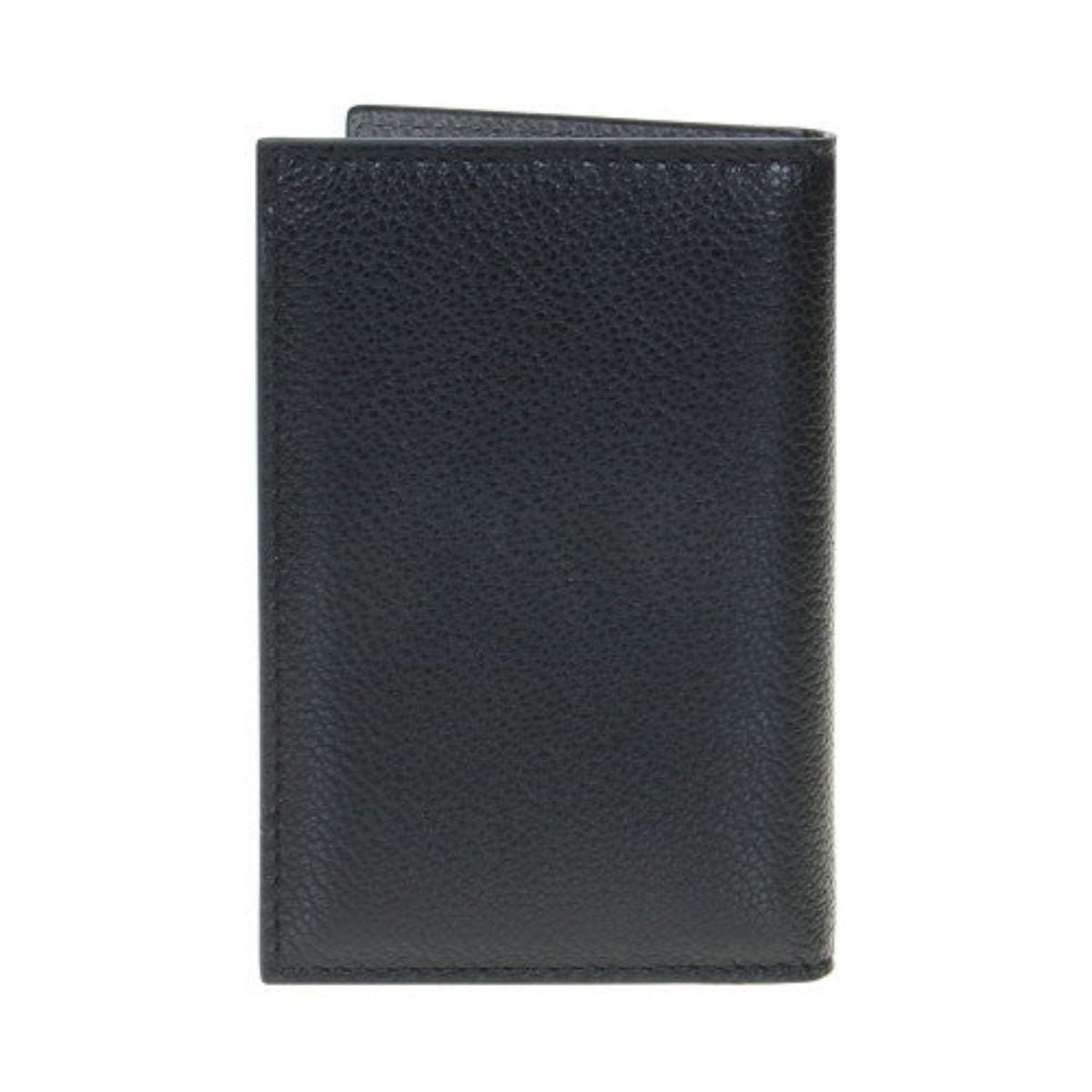 Prada Black Grey Vitello Micro Grain Vertical Card Holder Wallet