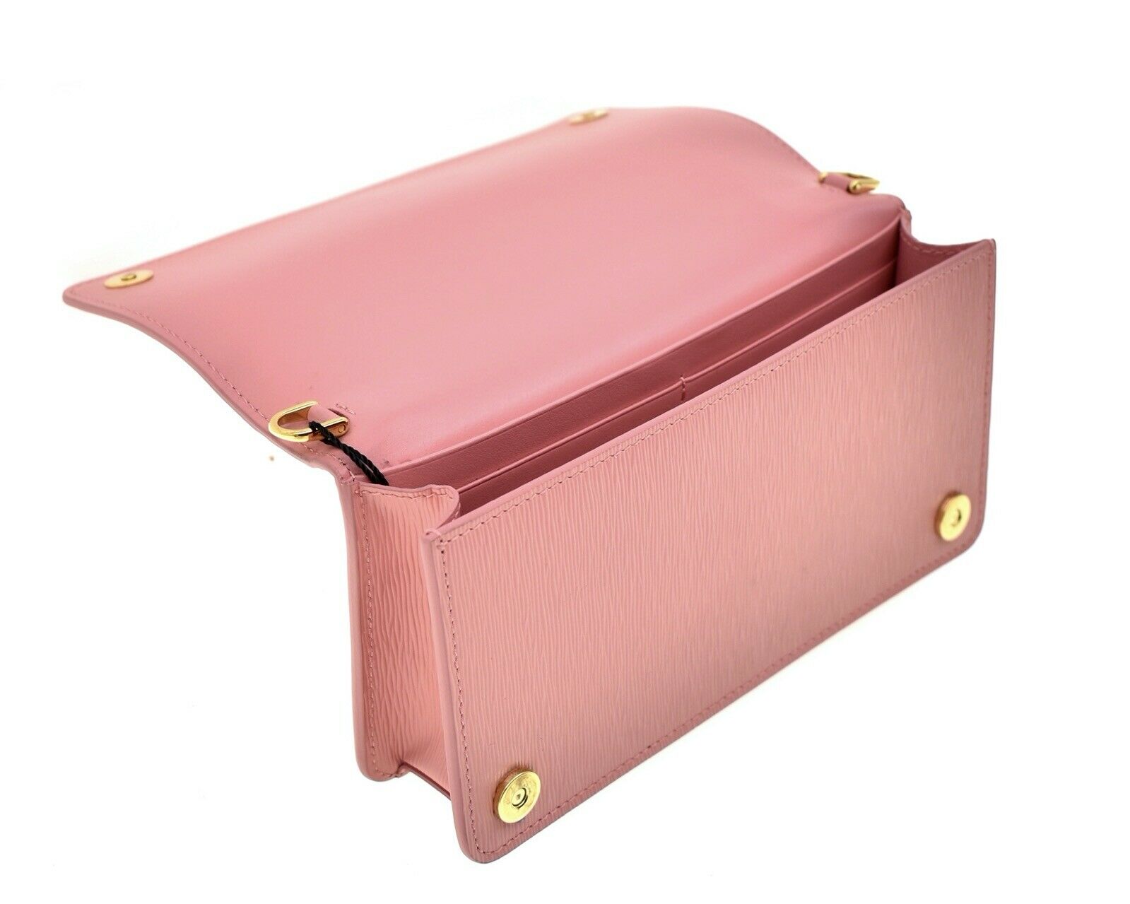 Prada Vitello Move Crossbody Chain Wallet Pink Petalo Leather