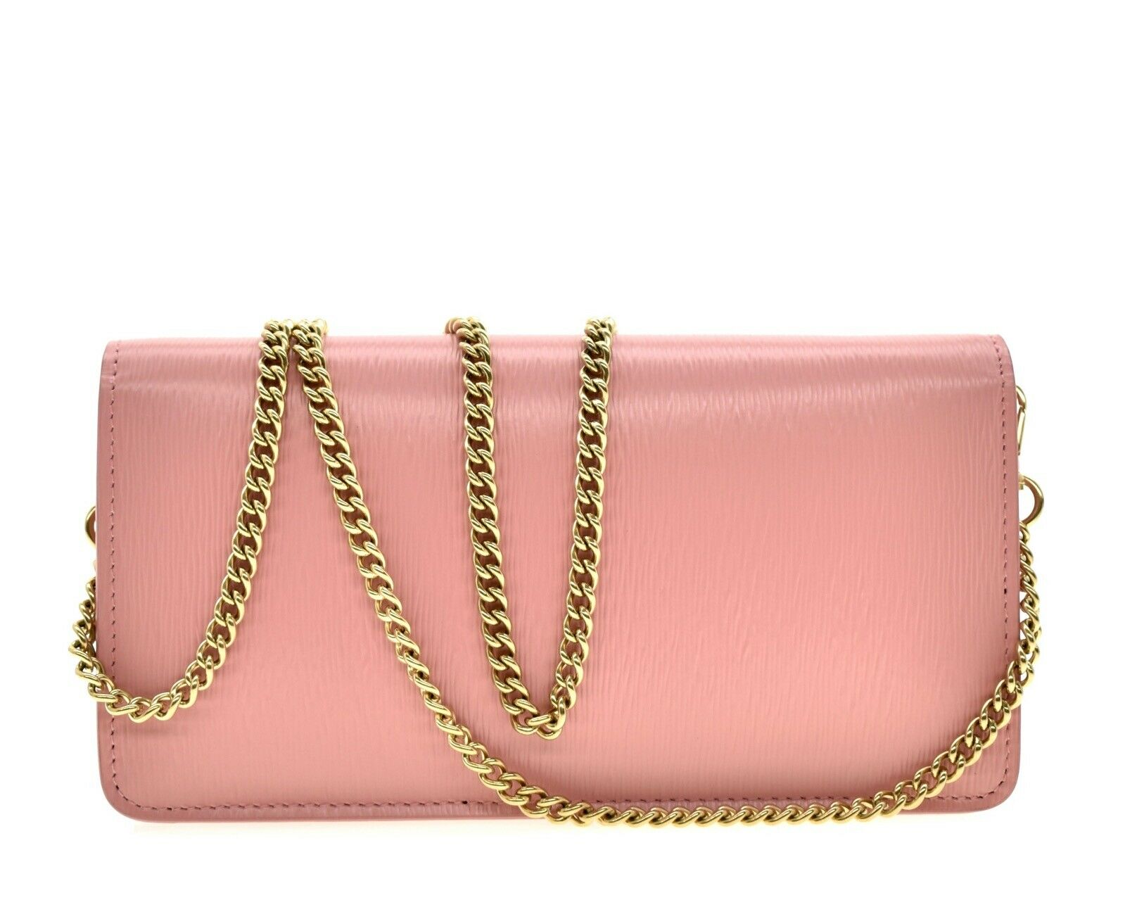 Prada Vitello Move Crossbody Chain Wallet Pink Petalo Leather