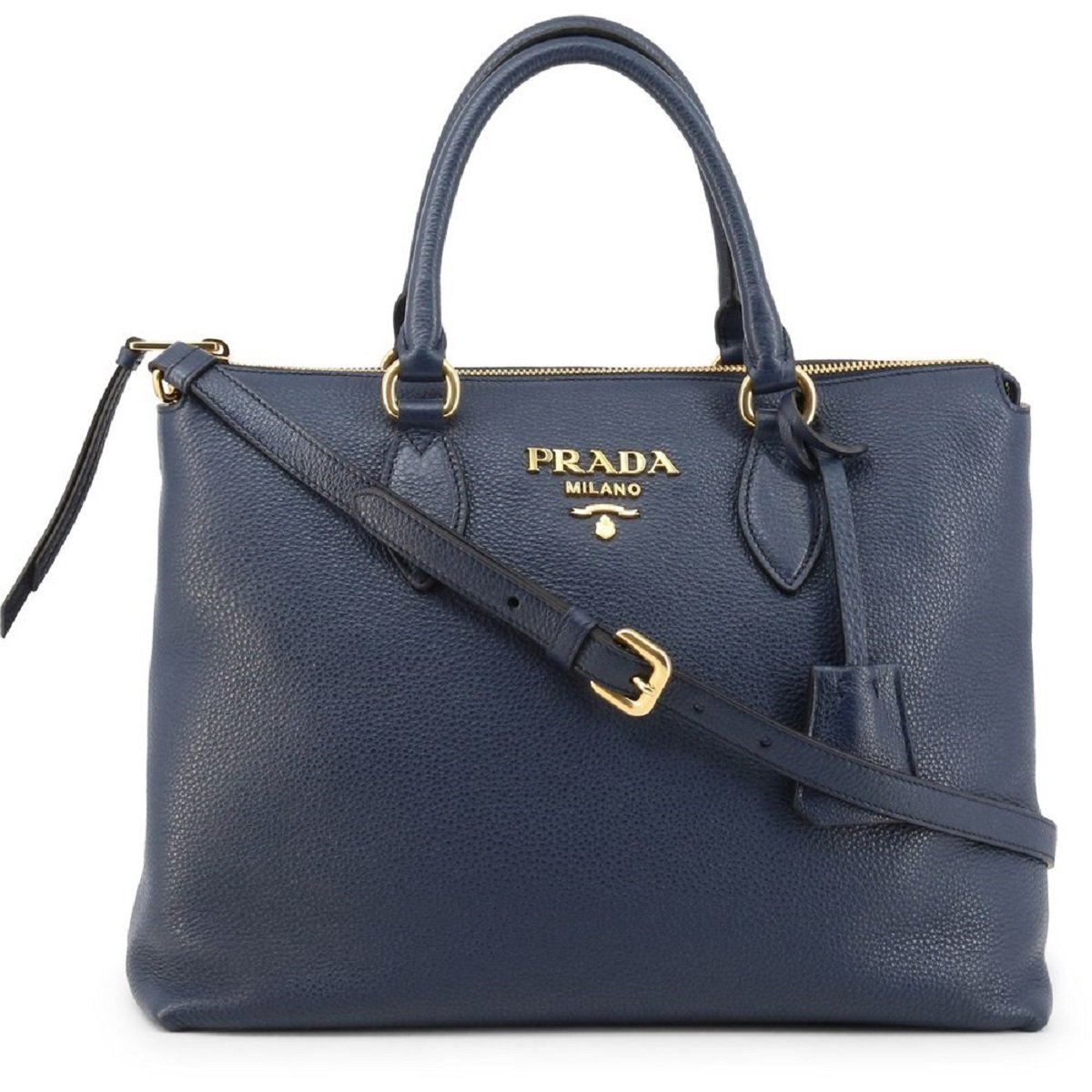 Prada Vitello Phenix Baltico Blue Leather Crossbody Handbag