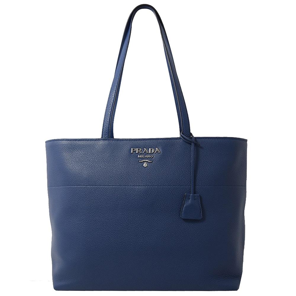 Prada Vitello Phenix Leather Shopping Tote Bag Bluette