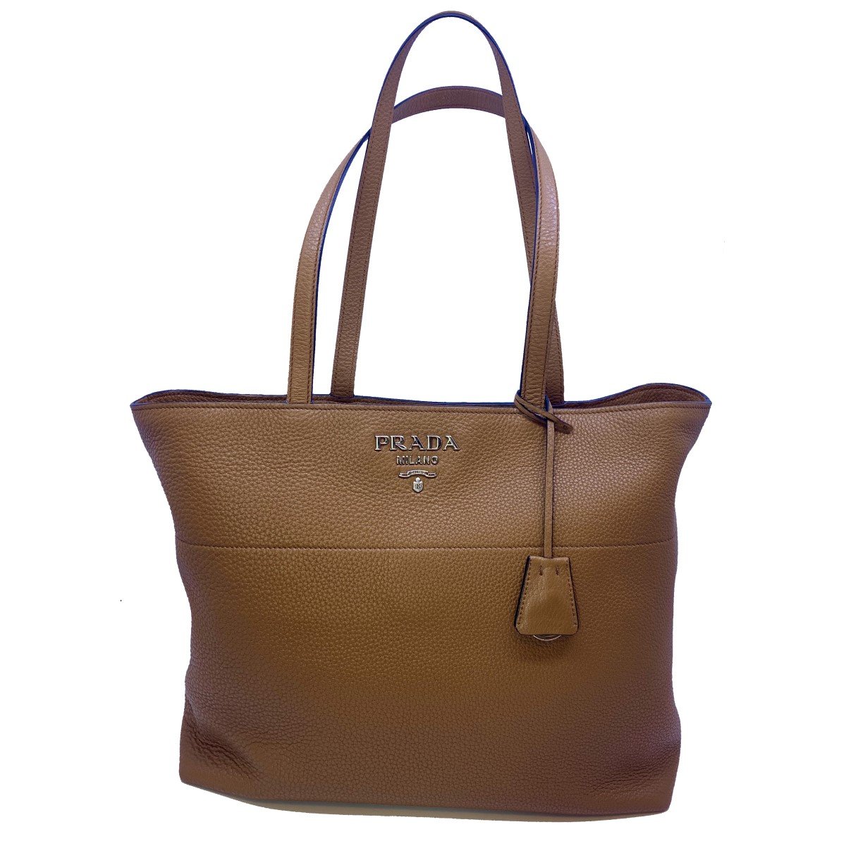 Prada Vitello Phenix Leather Shopping Tote Bag Cannella Brown