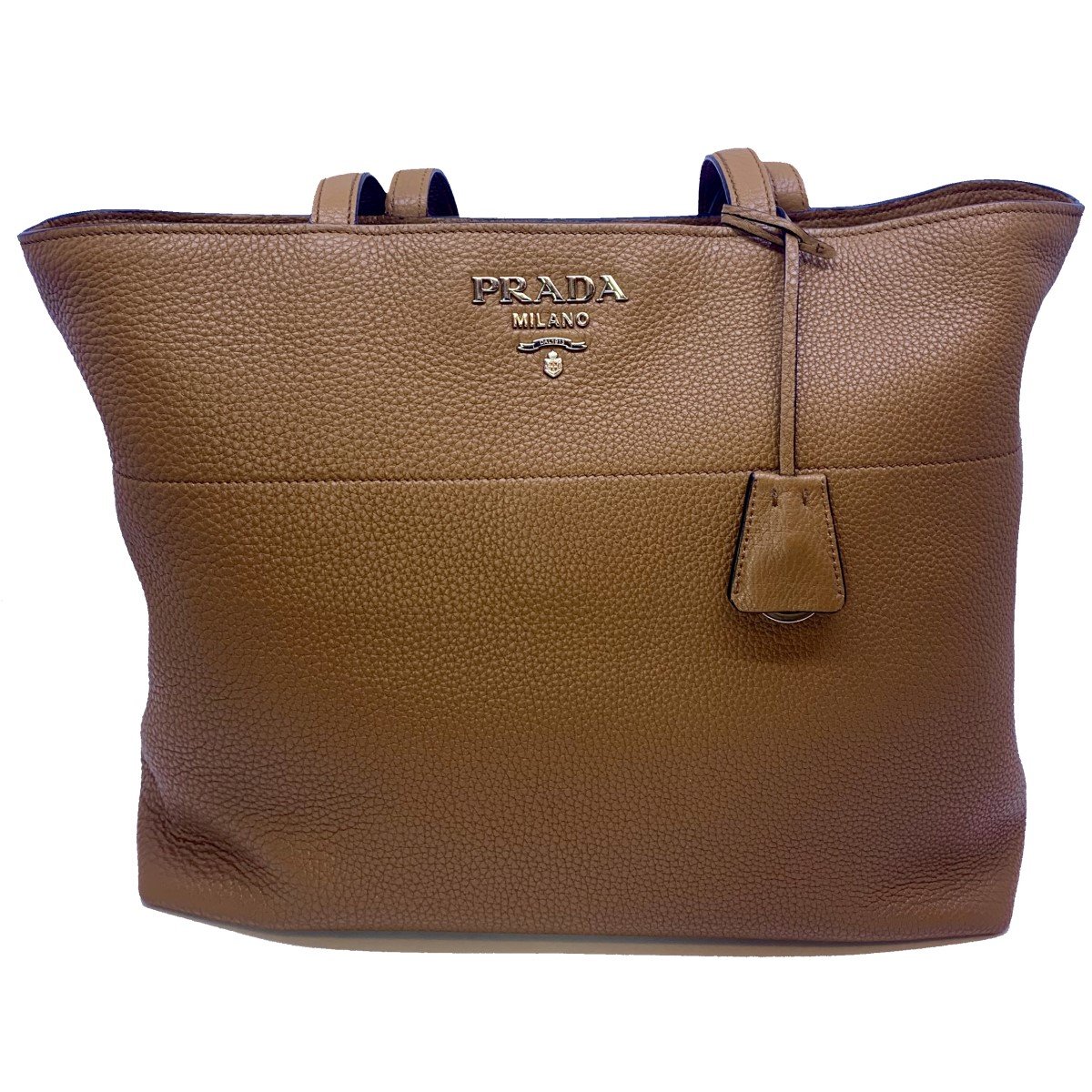 Prada Vitello Phenix Leather Shopping Tote Bag Cannella Brown