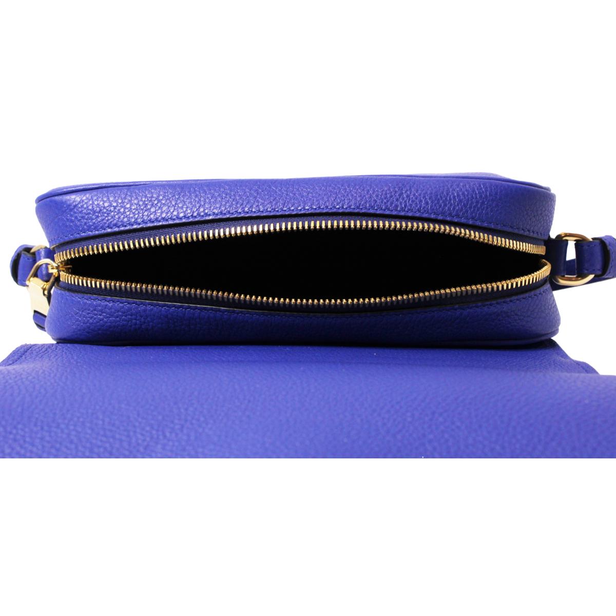 Prada Vitello Phenix Royal Blue Leather Flap Crossbody Bag