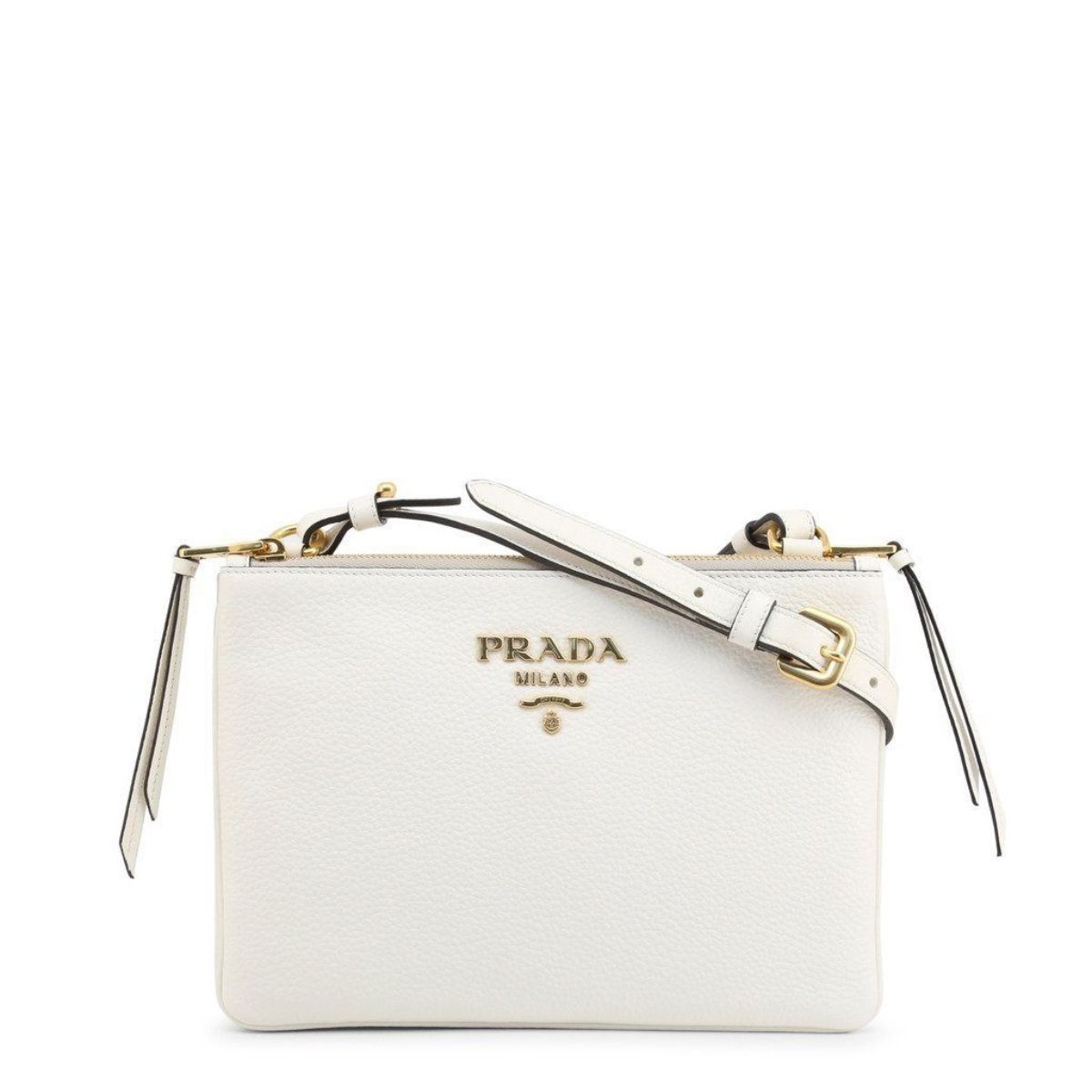 Prada White Leather Vitello Phenix Crossbody Bag