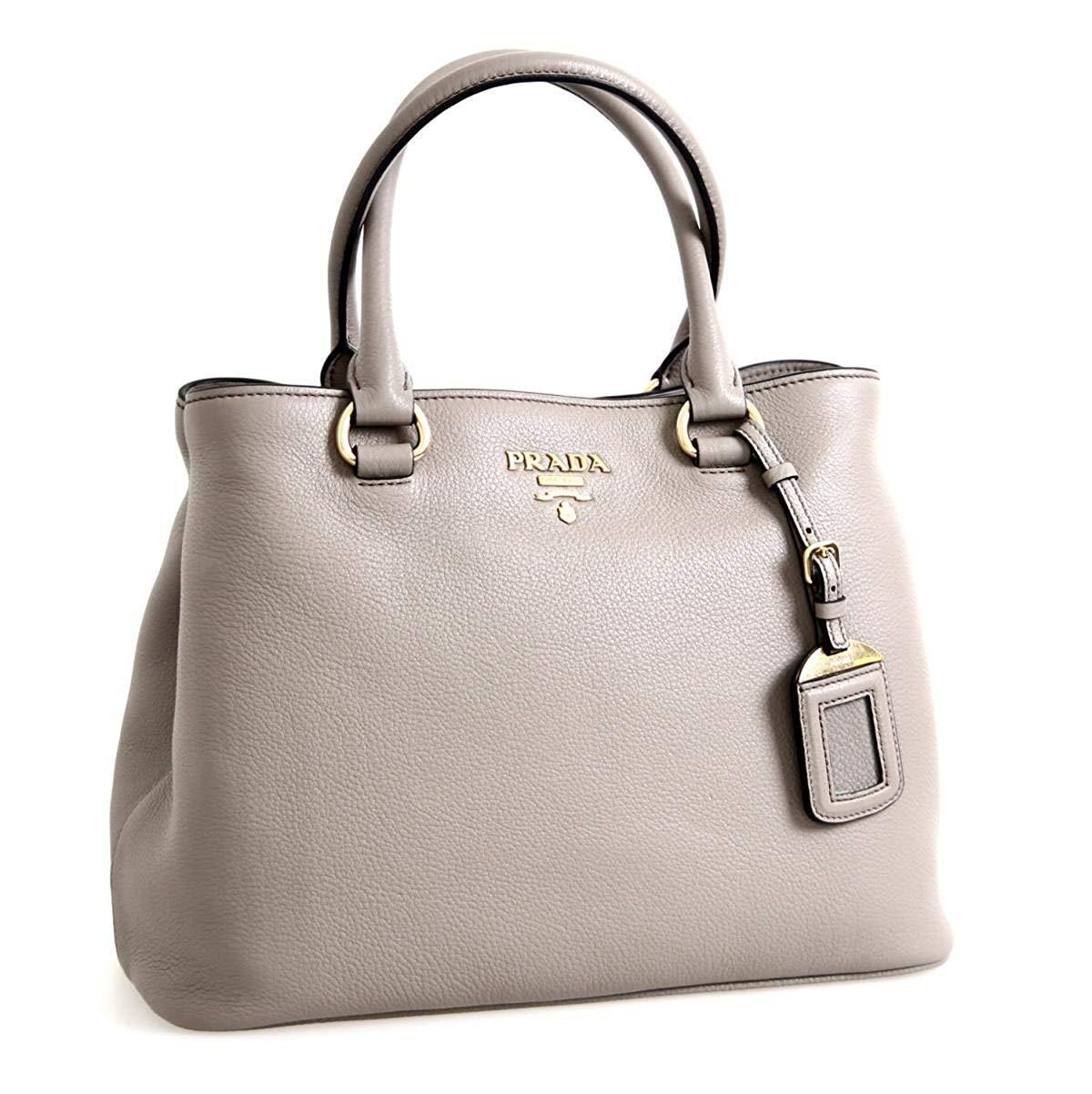 Prada Argilla Gray Vitello Phenix Leather Adjustable Tote Bag