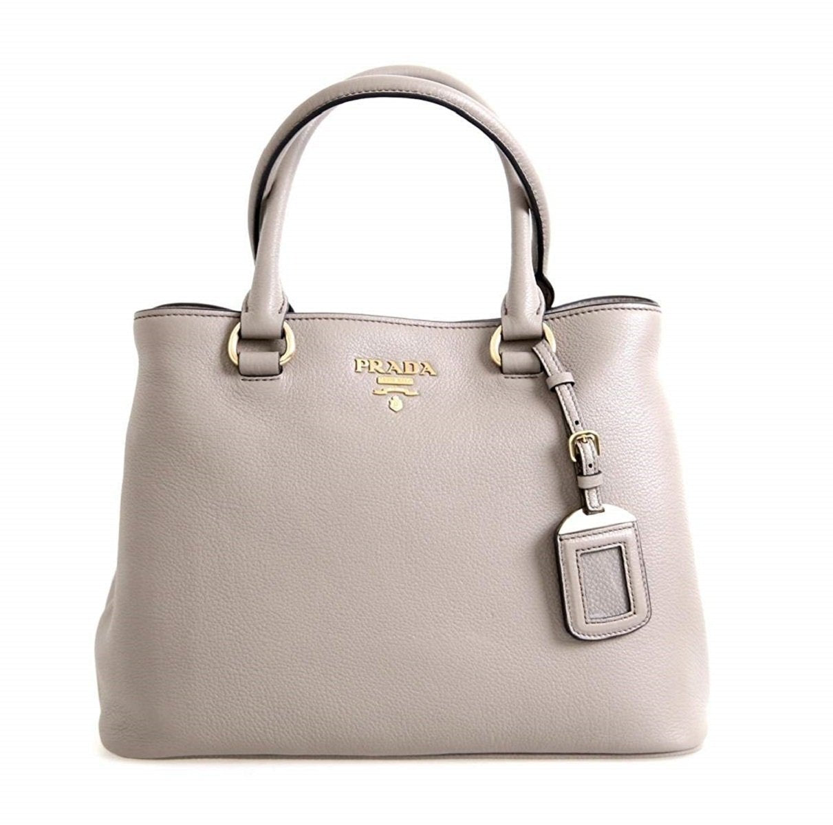 Prada Argilla Gray Vitello Phenix Leather Adjustable Tote Bag